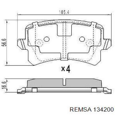 Купить 134200 Remsa Колодки тормозные задние, дисковые