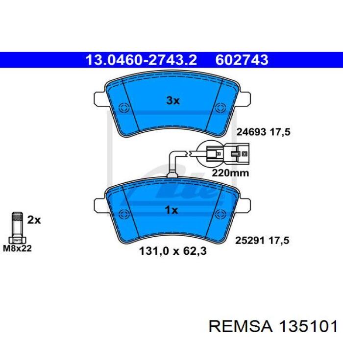 Купить 135101 Remsa Колодки тормозные