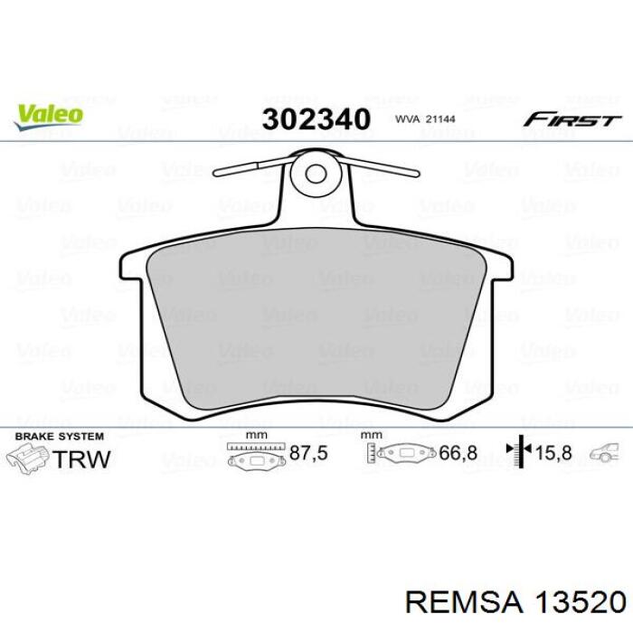 Задние тормозные колодки 13520 Remsa