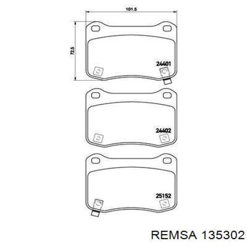 Задние тормозные колодки 135302 Remsa