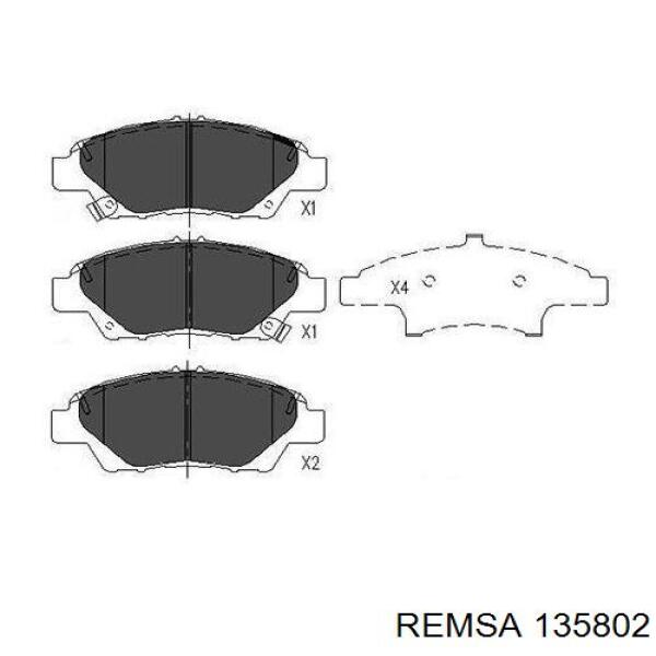 Передние тормозные колодки 135802 Remsa