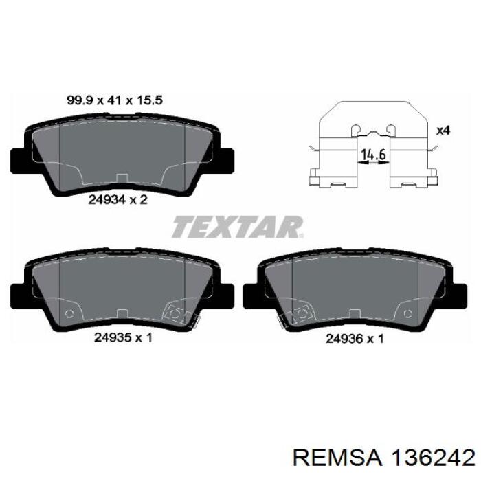 Купить 136242 Remsa Колодки тормозные задние, дисковые