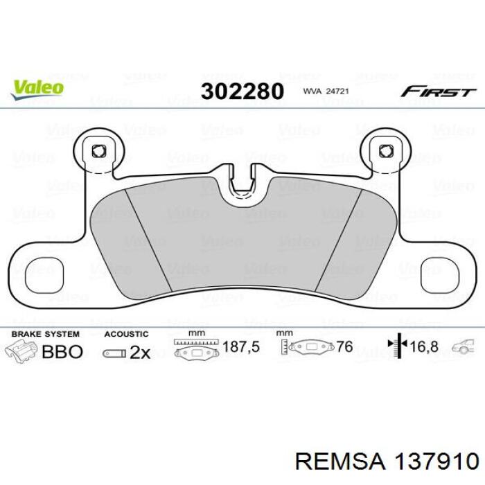 Купить 137910 Remsa Колодки тормозные задние, дисковые