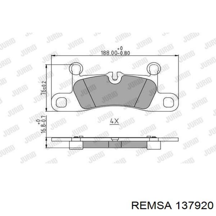 Задние тормозные колодки 137920 Remsa