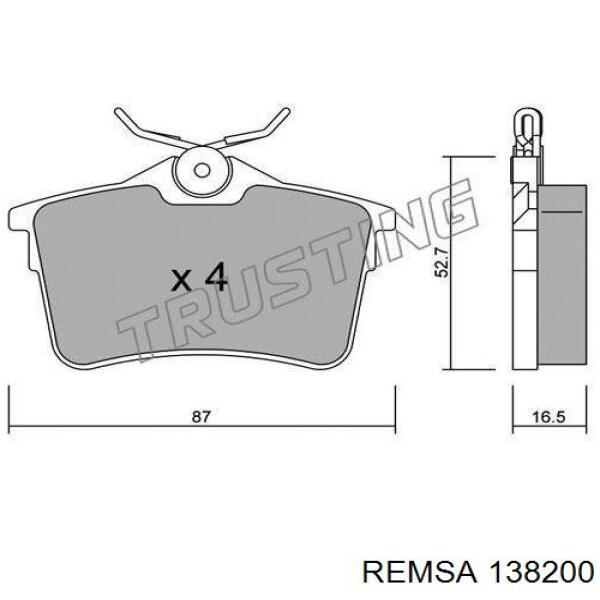 Купить 138200 Remsa Колодки тормозные задние, дисковые