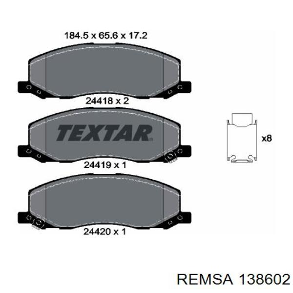 Передние тормозные колодки 138602 Remsa