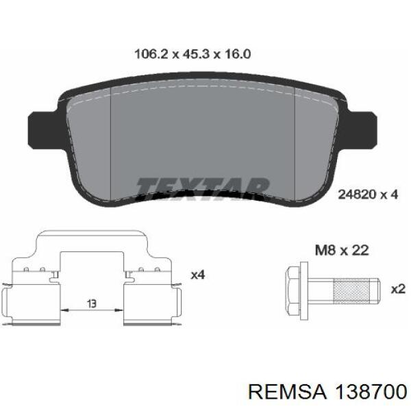 Колодки дисковые  Remsa 138700 цена, от 21.07 USD