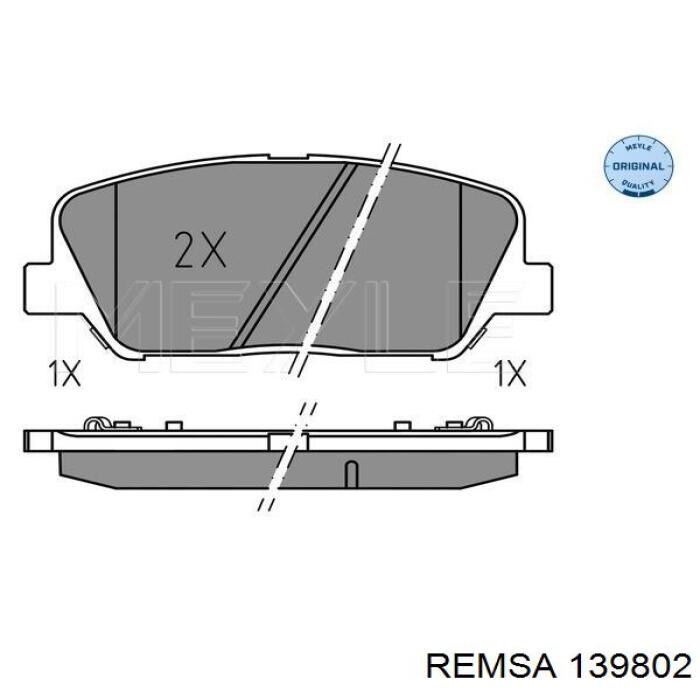 Передние тормозные колодки 139802 Remsa