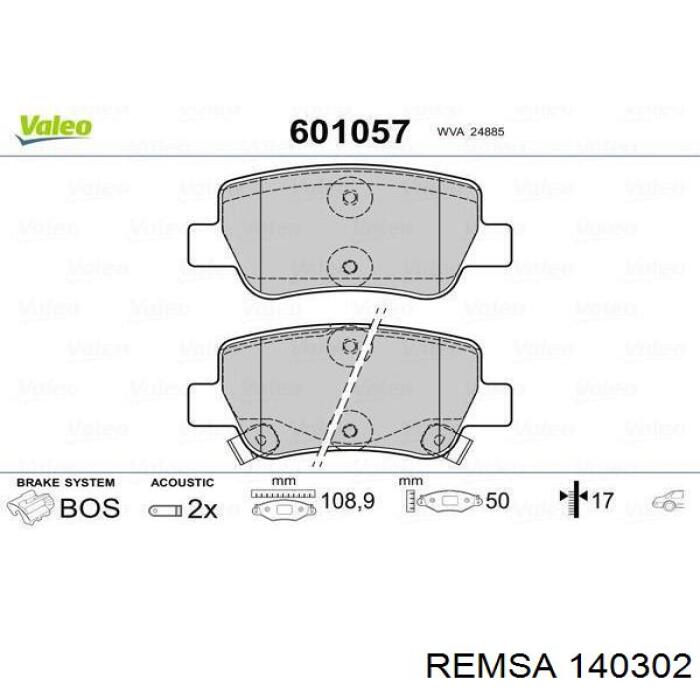 Колодки дисковые  Remsa 140302 цена, от 22.66 USD