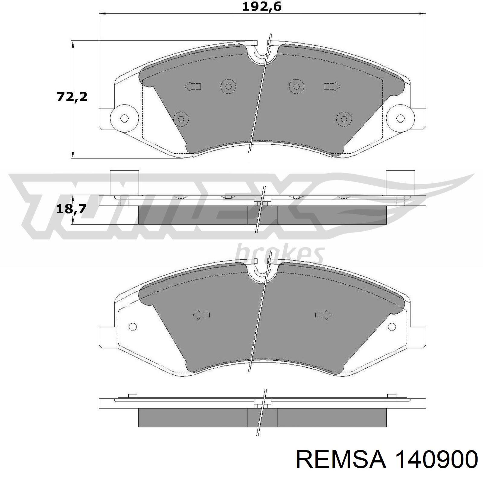 Купить 140900 Remsa Колодки тормозные
