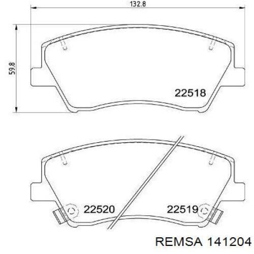 Передние тормозные колодки 141204 Remsa