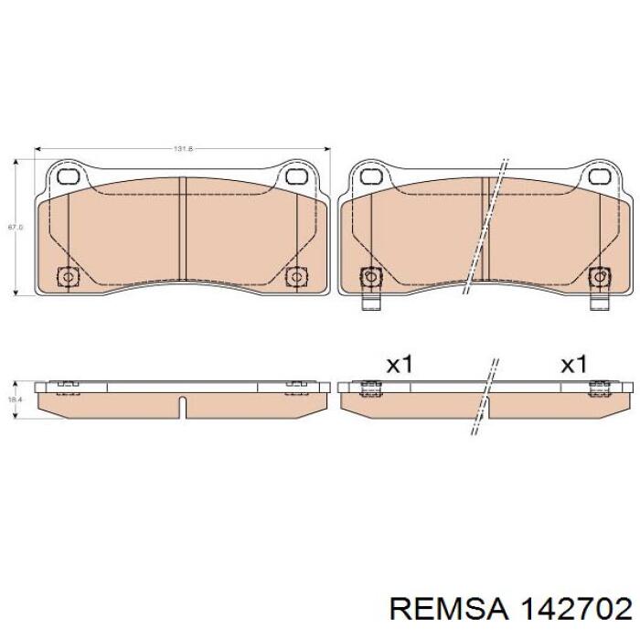 Задние тормозные колодки 142702 Remsa