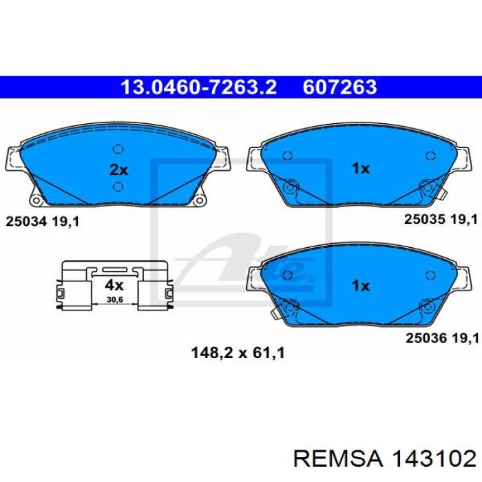 Купить 143102 Remsa Колодки тормозные