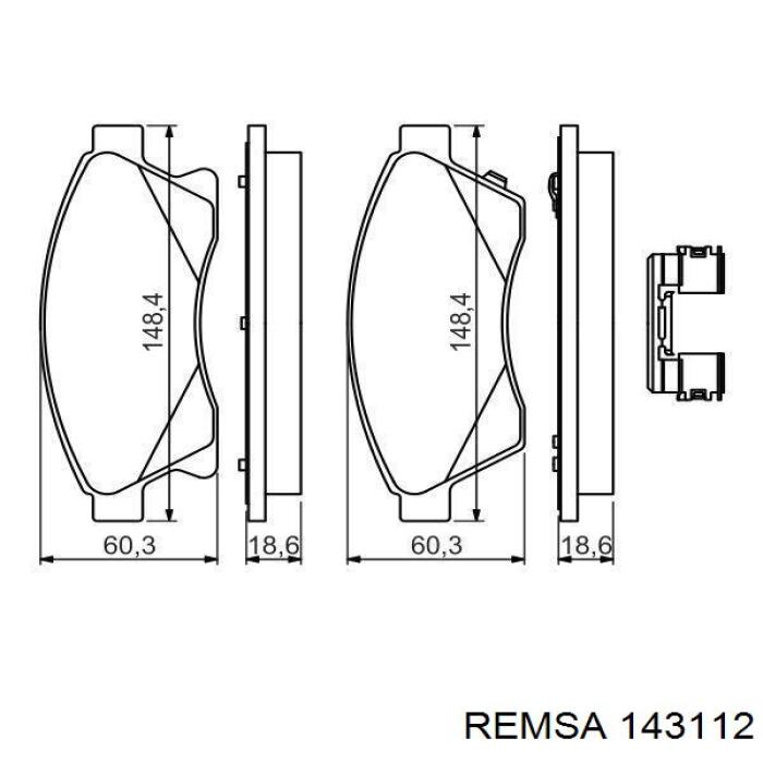 Передние тормозные колодки 143112 Remsa