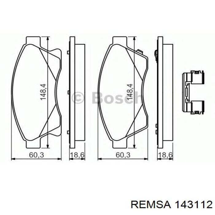 Передние тормозные колодки 143112 Remsa