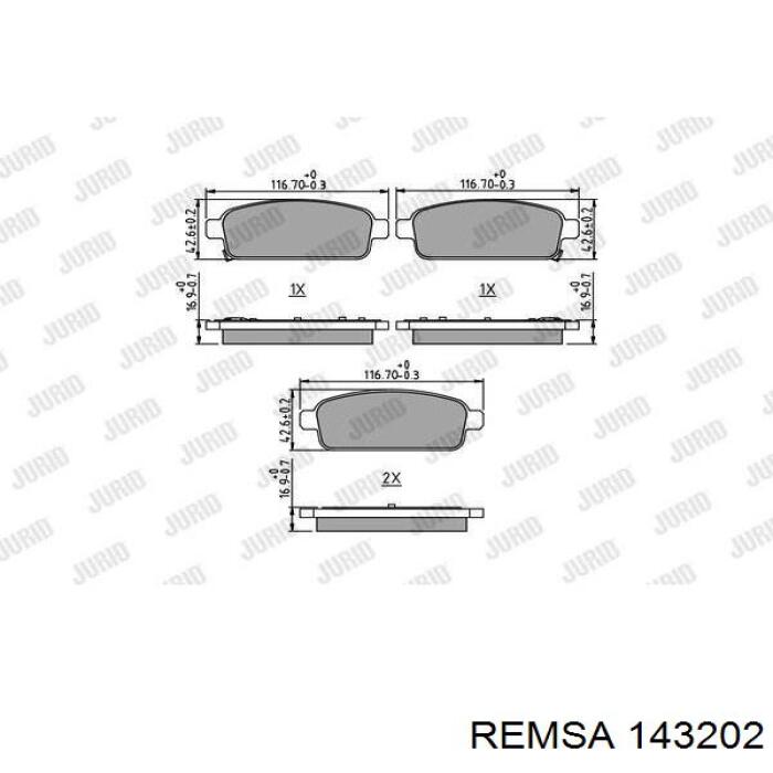 Задние дисковые колодки Remsa 143202