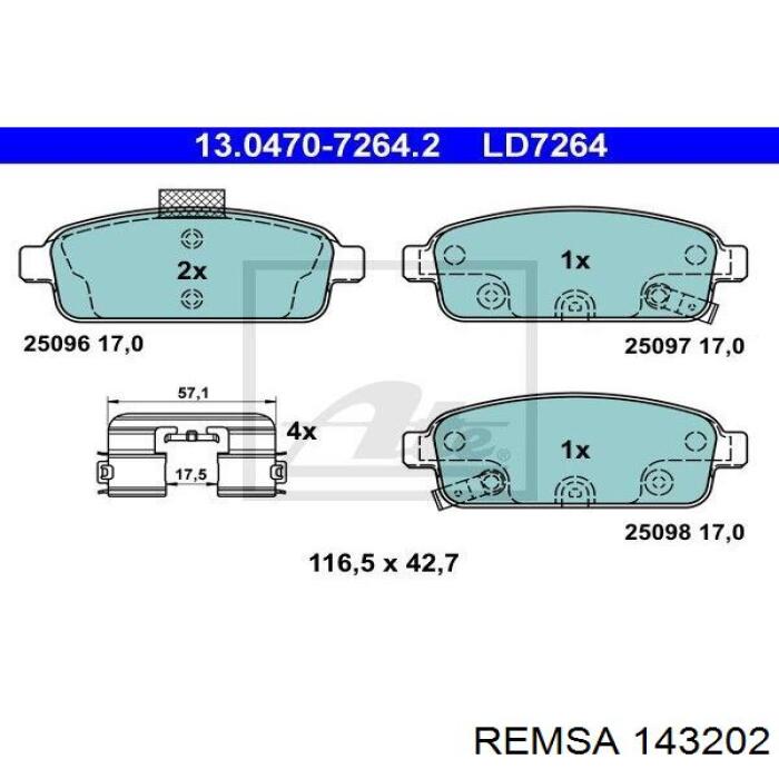 Колодки дисковые  Remsa 143202 цена, от 21.19 USD