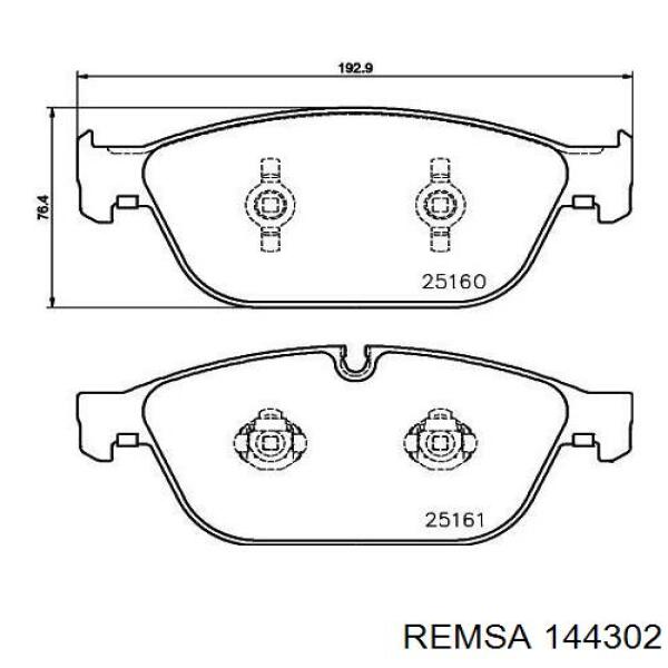 Передние тормозные колодки 144302 Remsa