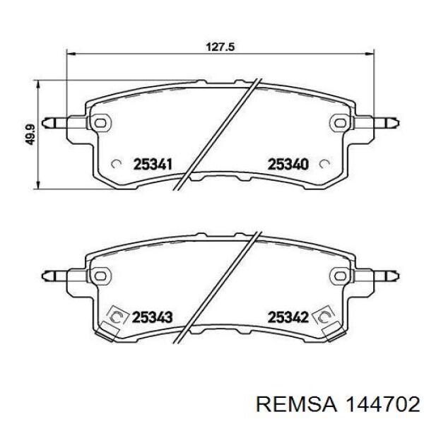 Задние тормозные колодки 144702 Remsa