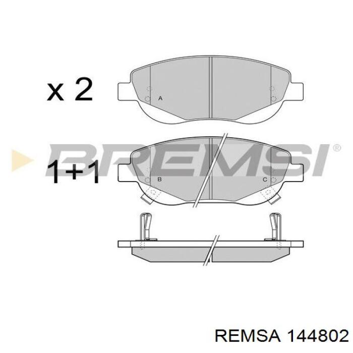 144802 Remsa колодки тормозные передние дисковые