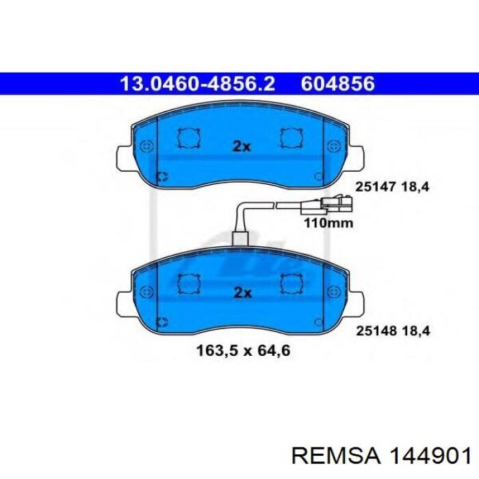 Передние тормозные колодки 144901 Remsa