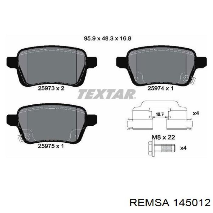 Задние тормозные колодки 145012 Remsa