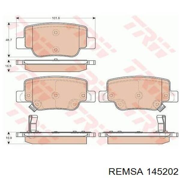 Задние тормозные колодки 145202 Remsa