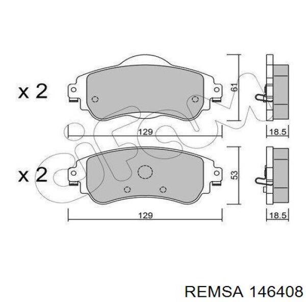 Передние тормозные колодки 146408 Remsa