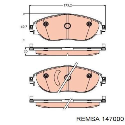 Передние тормозные колодки 147000 Remsa