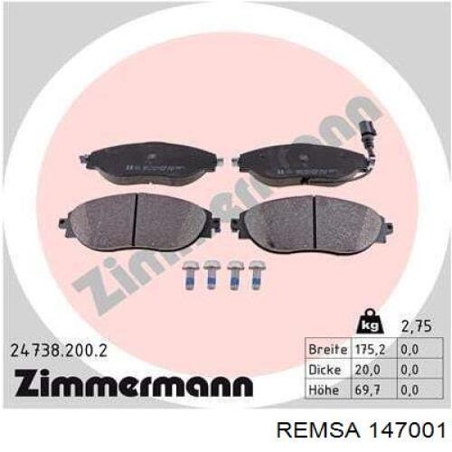 147001 Remsa Колодки передние