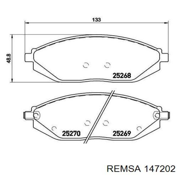 Передние тормозные колодки 147202 Remsa