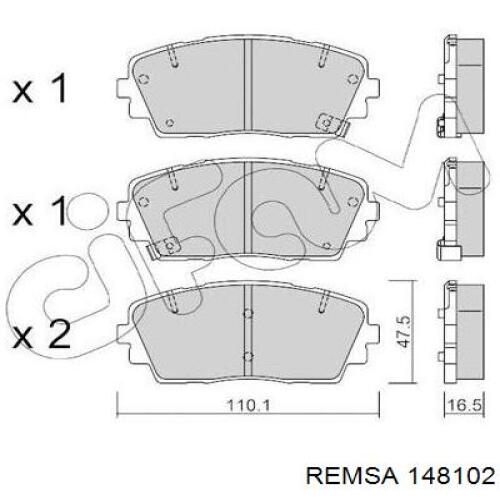 Передние тормозные колодки 148102 Remsa