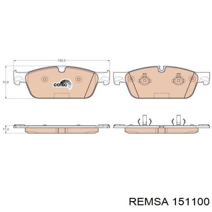 Передние тормозные колодки 151100 Remsa