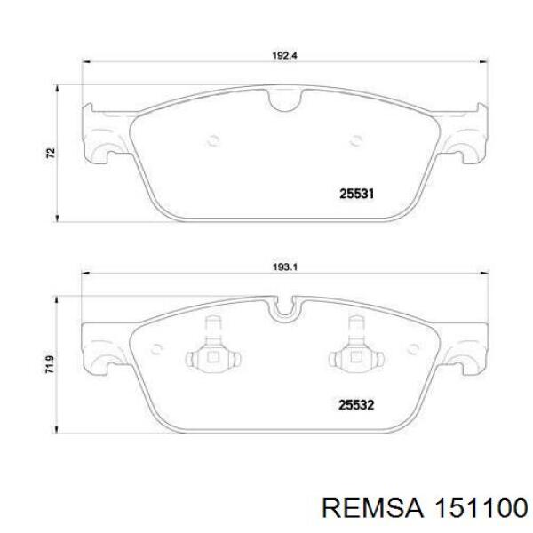Купить 151100 Remsa Колодки тормозные