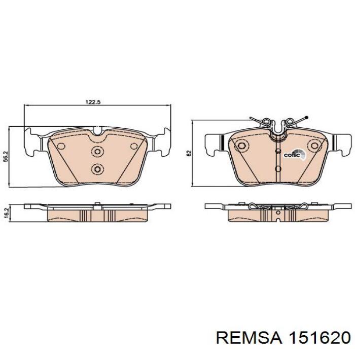 Задние тормозные колодки 151620 Remsa