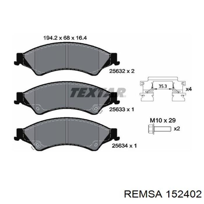 Передние тормозные колодки 152402 Remsa