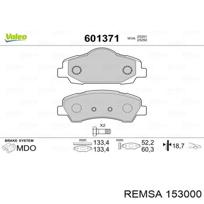Передние тормозные колодки 153000 Remsa