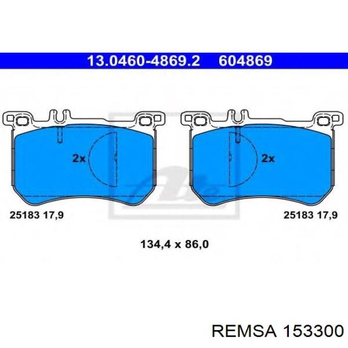 Передние тормозные колодки 153300 Remsa