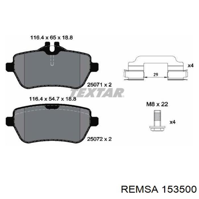 Pastillas de freno traseras 153500 Remsa