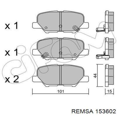 Задние тормозные колодки 153602 Remsa