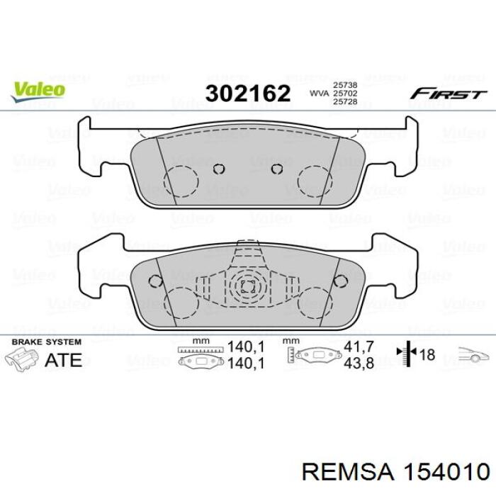 Передние тормозные колодки 154010 Remsa