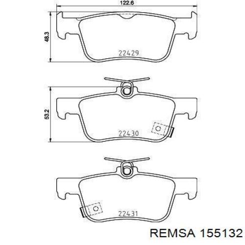 Задние тормозные колодки 155132 Remsa