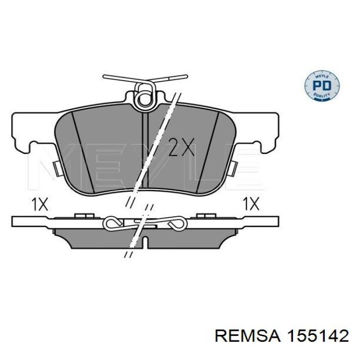 Задние тормозные колодки 155142 Remsa