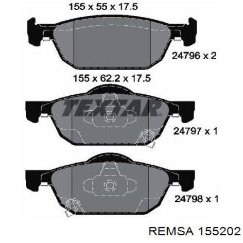 Передние тормозные колодки 155202 Remsa