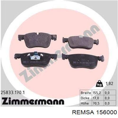 Передние тормозные колодки 156000 Remsa