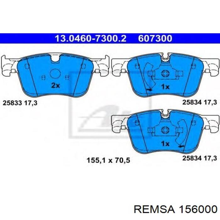 Передние тормозные колодки 156000 Remsa