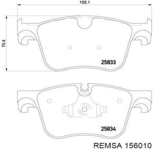 Передние тормозные колодки 156010 Remsa