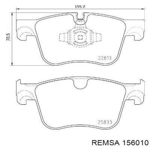 Передние тормозные колодки 156010 Remsa