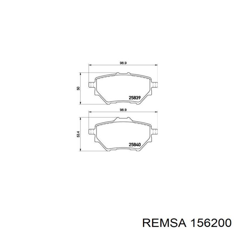 Задние тормозные колодки 156200 Remsa