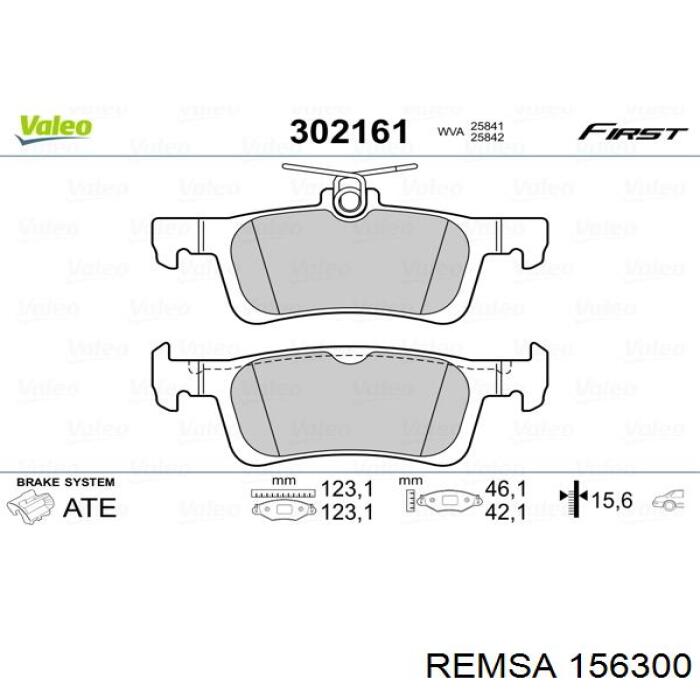 Задние тормозные колодки 156300 Remsa